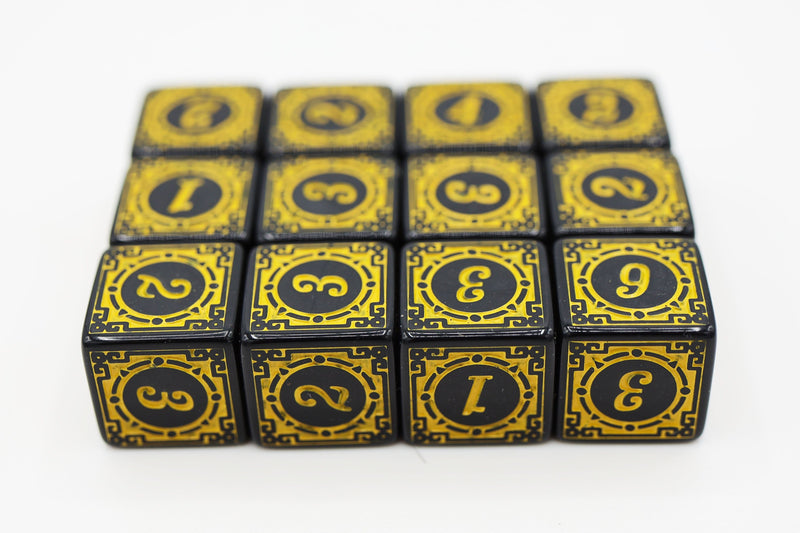 Magic Burst D6 Set -  Yellow - 12 piece D6's Plastic Dice Foam Brain Games