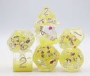 Milk Yellow with Shimmer Diamond Filled RPG Dice Plastic Dice Foam Brain Games