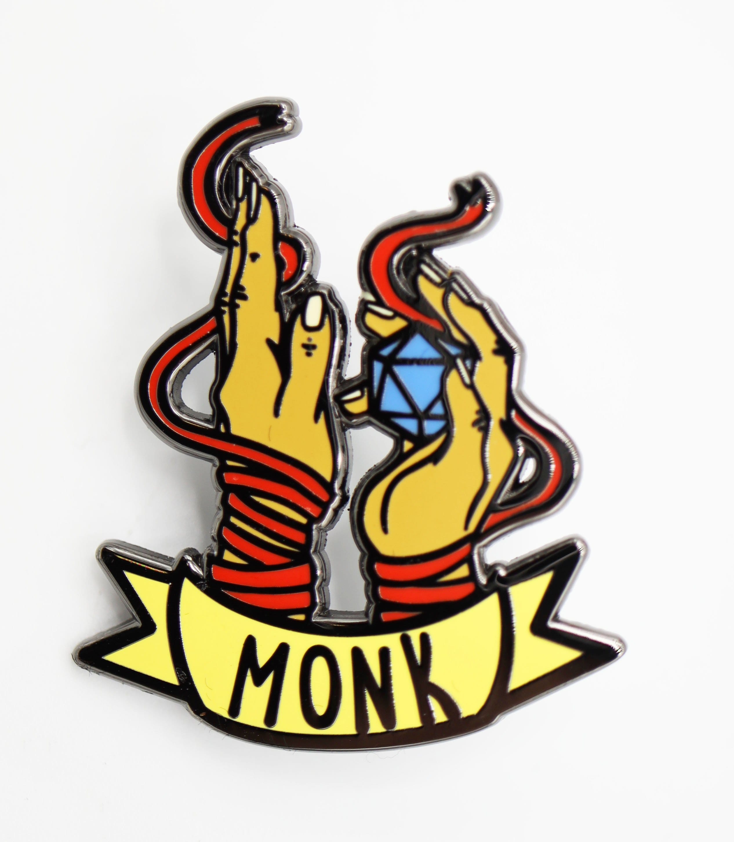 Banner Class Pins: Monk Enamel Pin Foam Brain Games | D20 Games