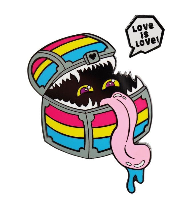 Enamel Mimic Pride Pin - Pansexual Enamel Pin Foam Brain Games | D20 Games