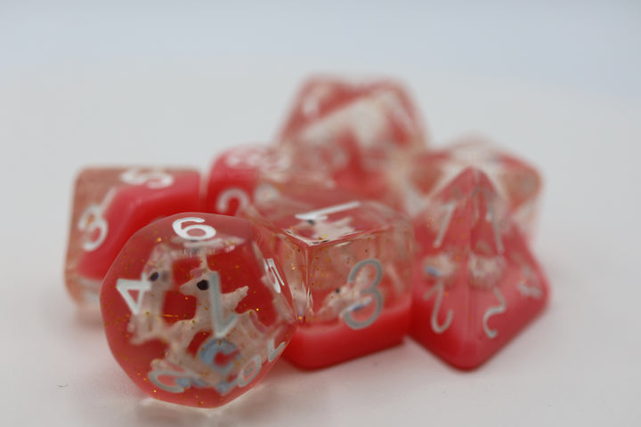 Pink Unicorn RPG Dice Set