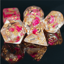 Pink & White Flower RPG Dice Set Plastic Dice Foam Brain Games