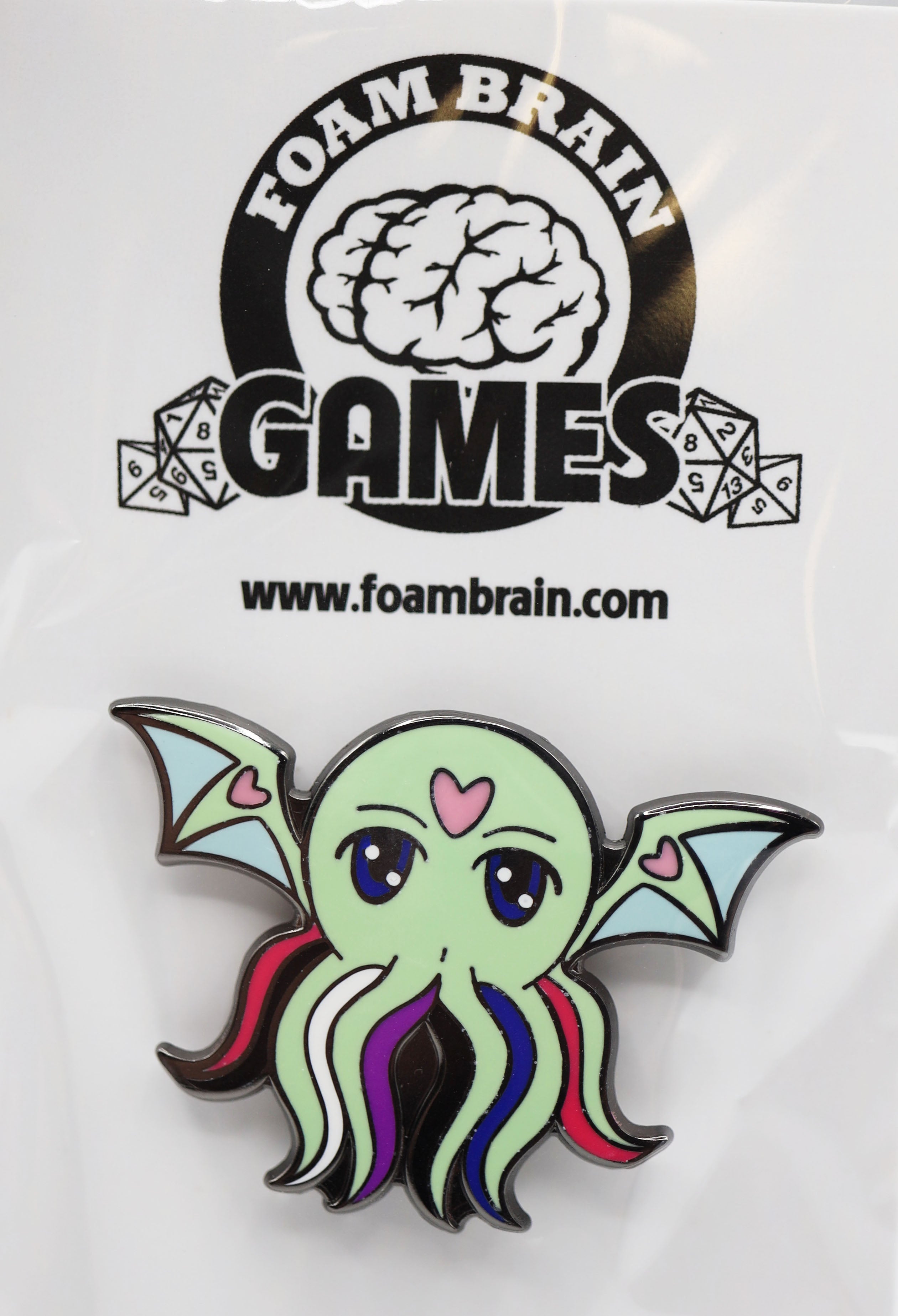 Pridethulhu Pins Enamel Pin Foam Brain Games | D20 Games