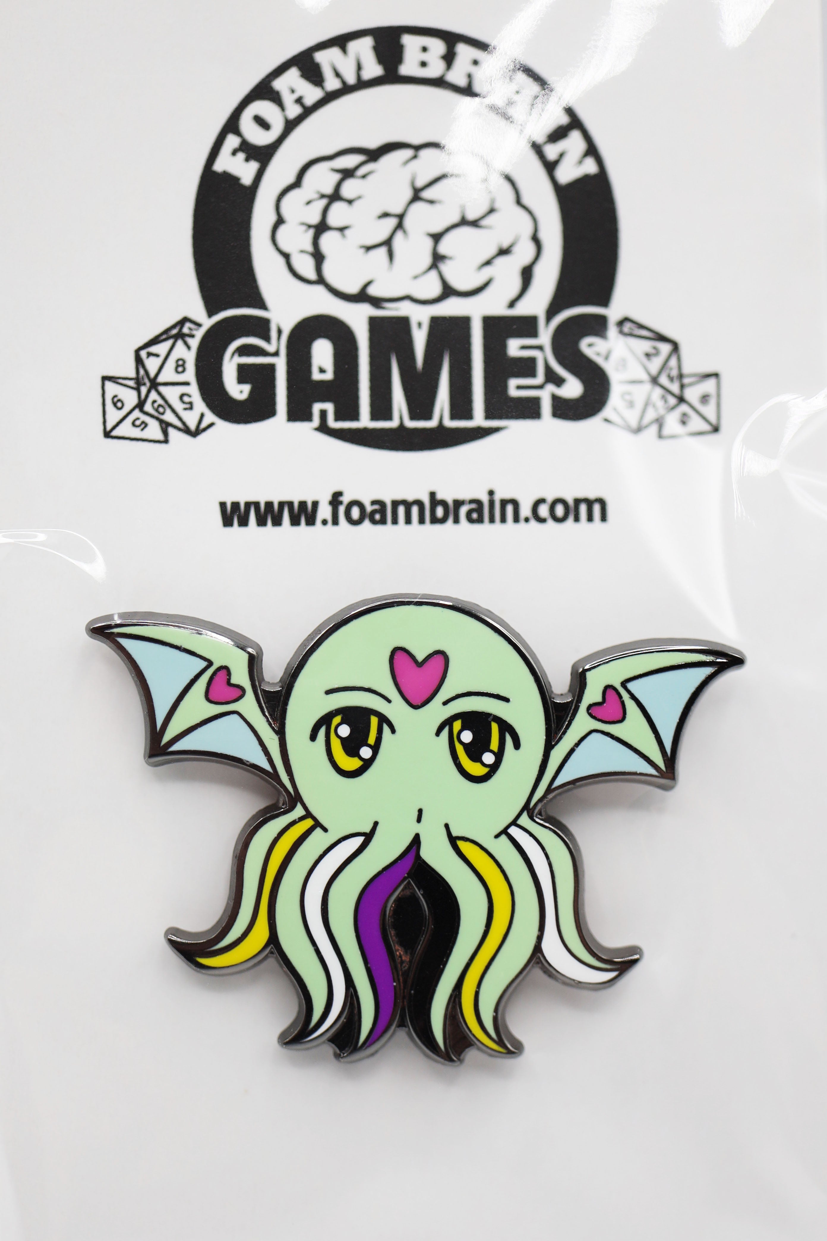 Pridethulhu Pins Enamel Pin Foam Brain Games | D20 Games