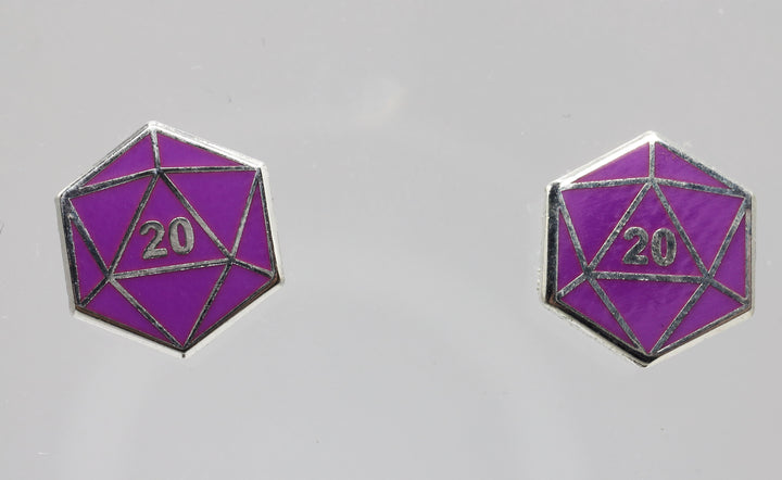 D20 Stud Earrings: Purple