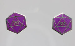 D20 Stud Earrings: Purple | D20 Games