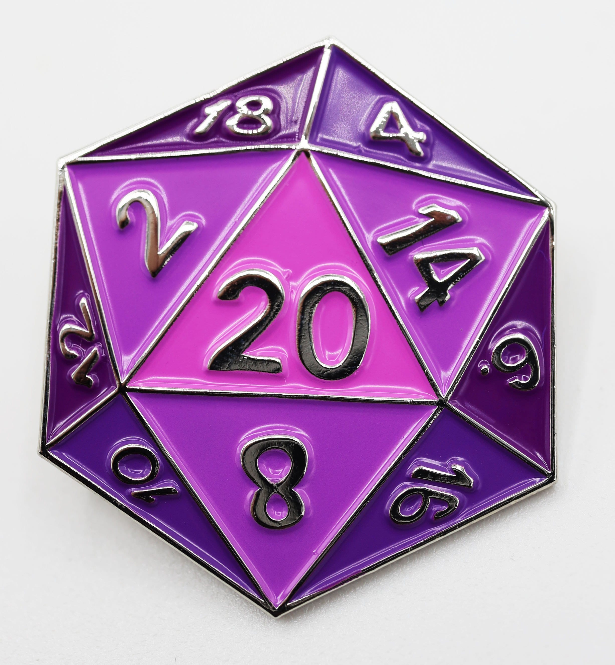 Purple D20 Enamel Pin Enamel Pin Foam Brain Games | D20 Games