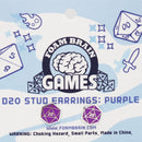 D20 Stud Earrings: Purple  Foam Brain Games