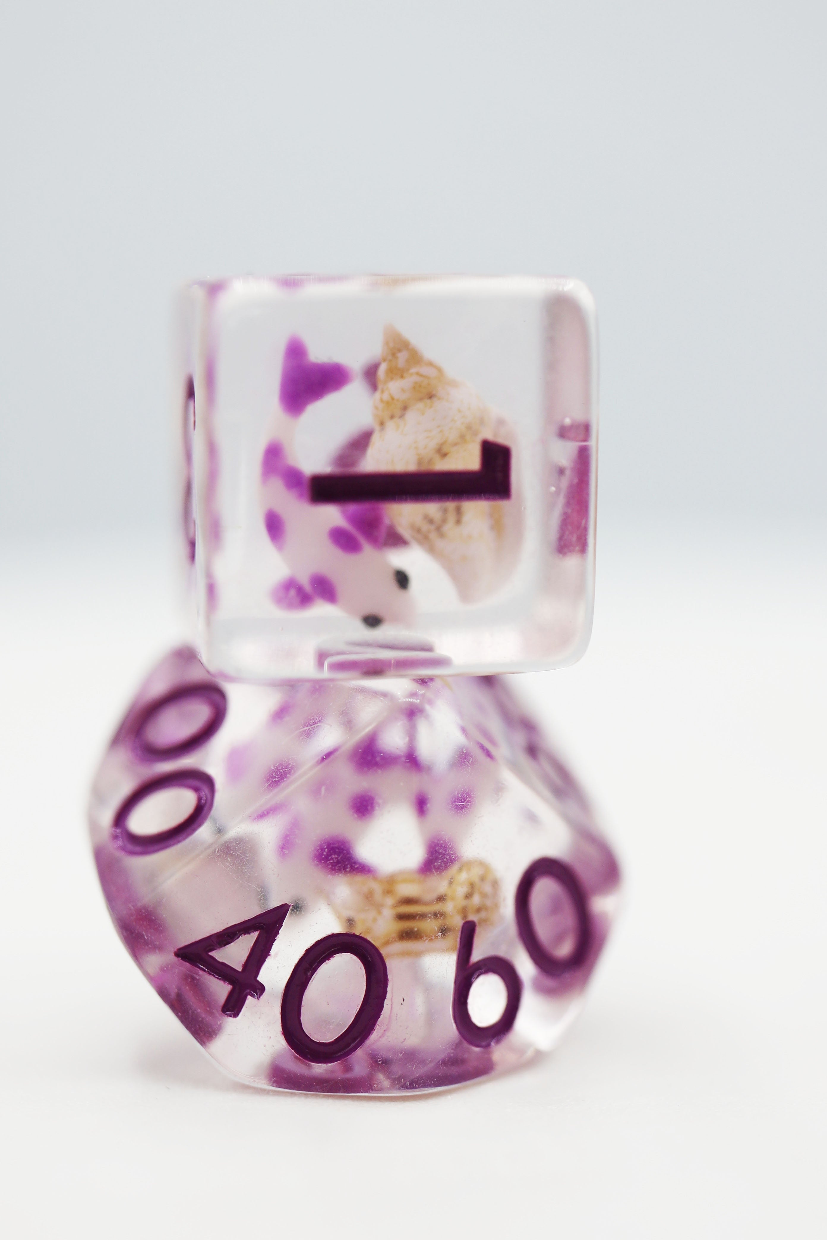 Purple Koi Fish RPG Dice Set Plastic Dice Foam Brain Games | D20 Games