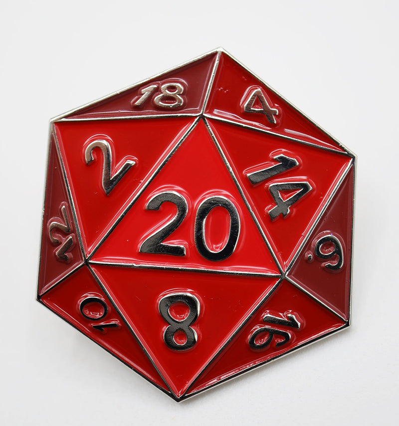 Red D20 Enamel Pin Enamel Pin Foam Brain Games