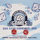 D20 Stud Earrings: Red  Foam Brain Games
