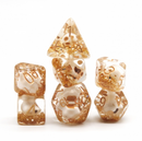 Skull and Gold Glitter RPG Dice Set Plastic Dice Foam Brain Games