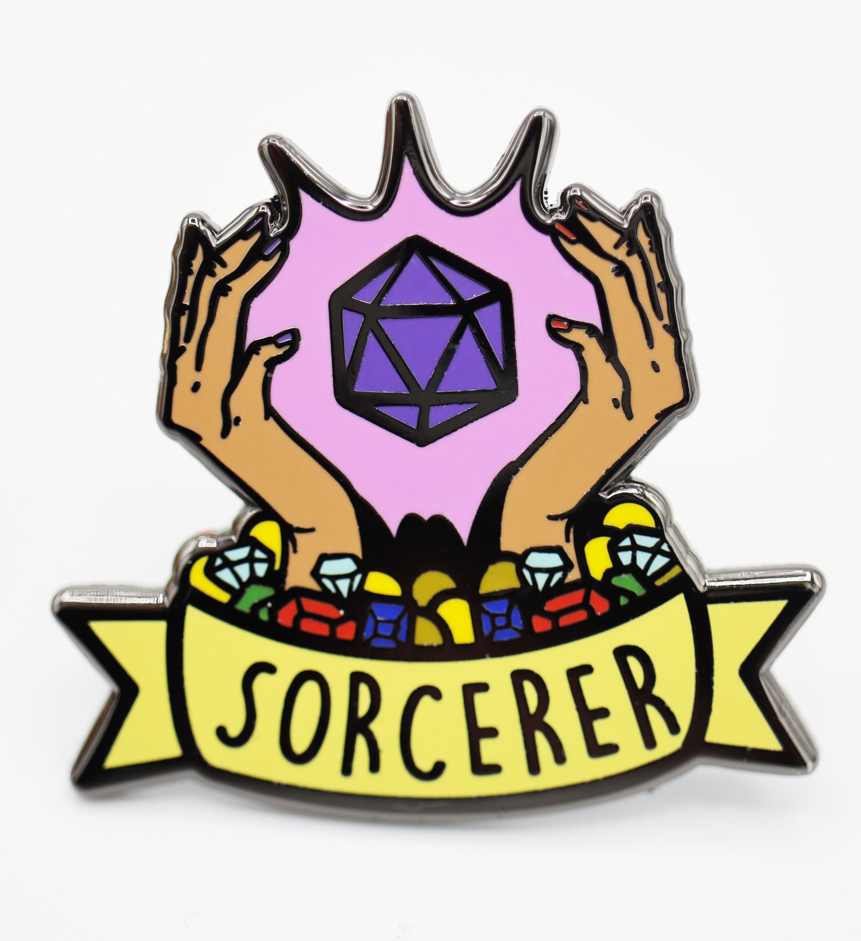 Banner Class Pins: Sorcerer Enamel Pin Foam Brain Games | D20 Games