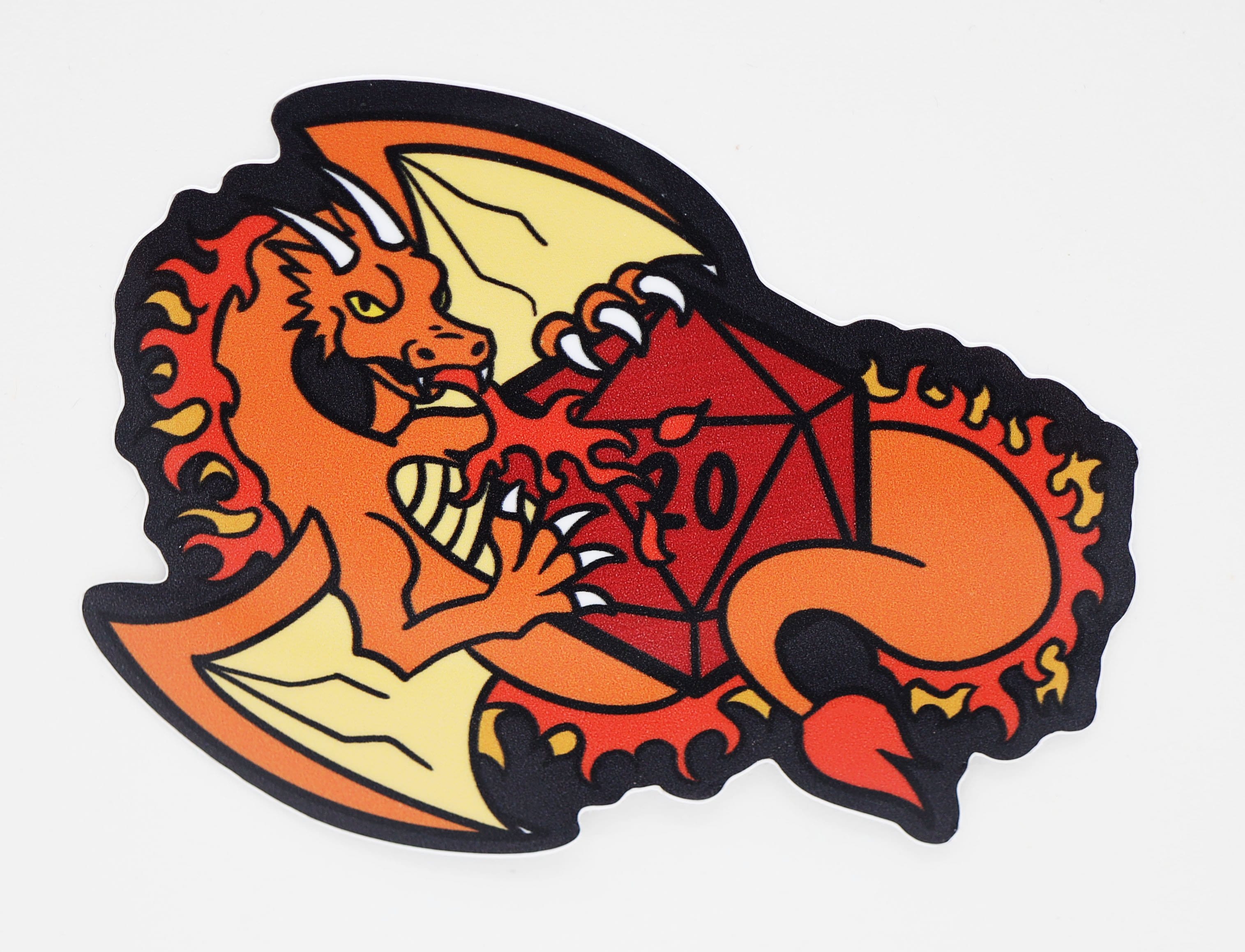 Dice Dragon Sticker: Fire Stickers Foam Brain Games | D20 Games