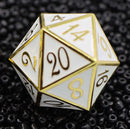 D20 Gold with White - 35mm Extra Large Metal Metal Dice Foam Brain Games