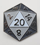 White D20 Enamel Pin Enamel Pin Foam Brain Games