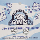 D20 Stud Earrings: White  Foam Brain Games