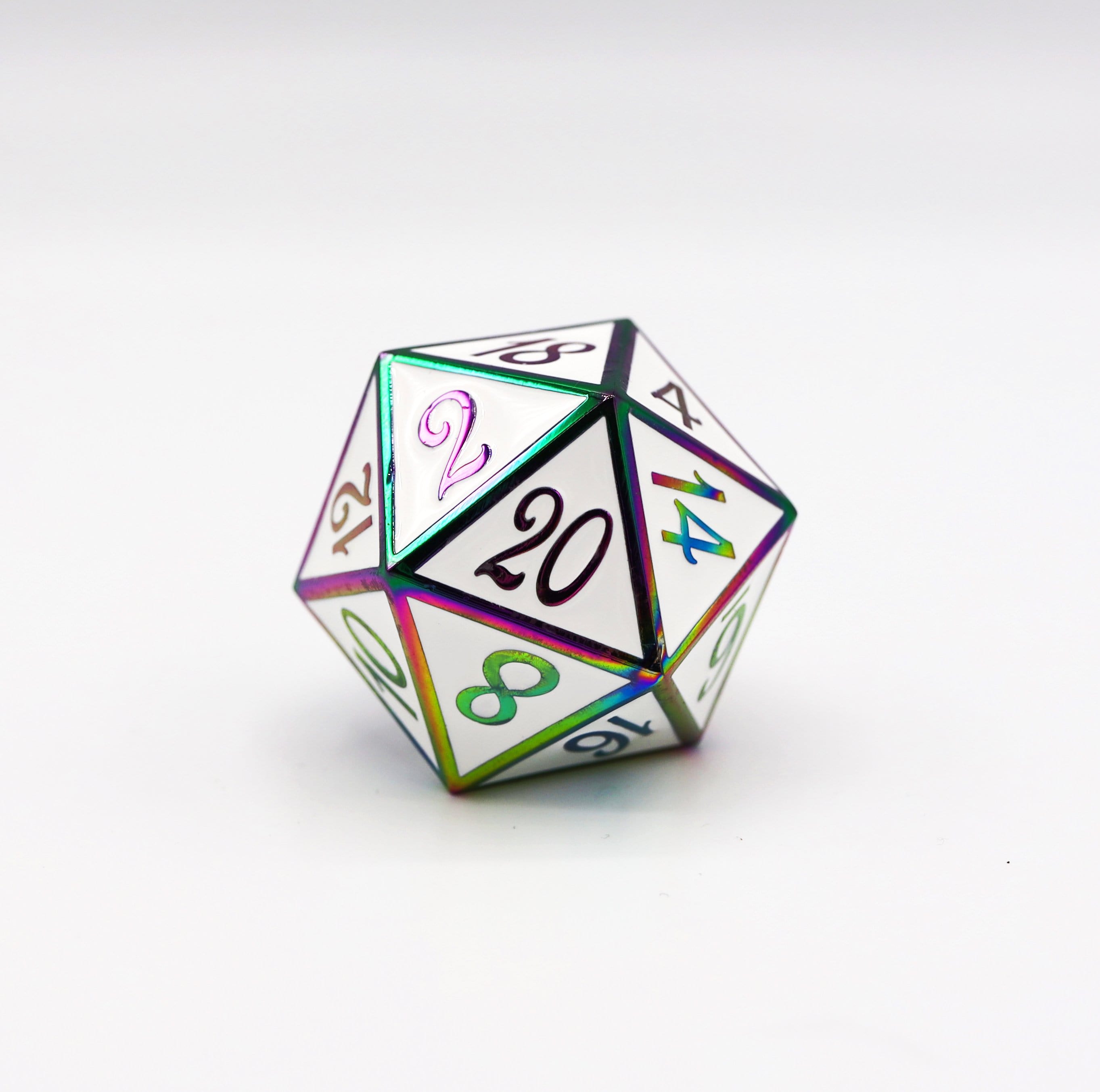 D20 Burnt Opal with White - 35mm Extra Large Metal Dice Foam Brain Games | D20 Games