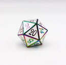 D20 Burnt Opal with White - 35mm Extra Large Metal Dice Foam Brain Games