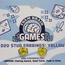 D20 Stud Earrings: Yellow  Foam Brain Games